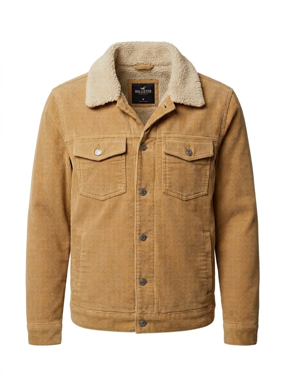 Hollister Men's Corduroy Sherpa-lined Trucker Jacket Tan Size Medium